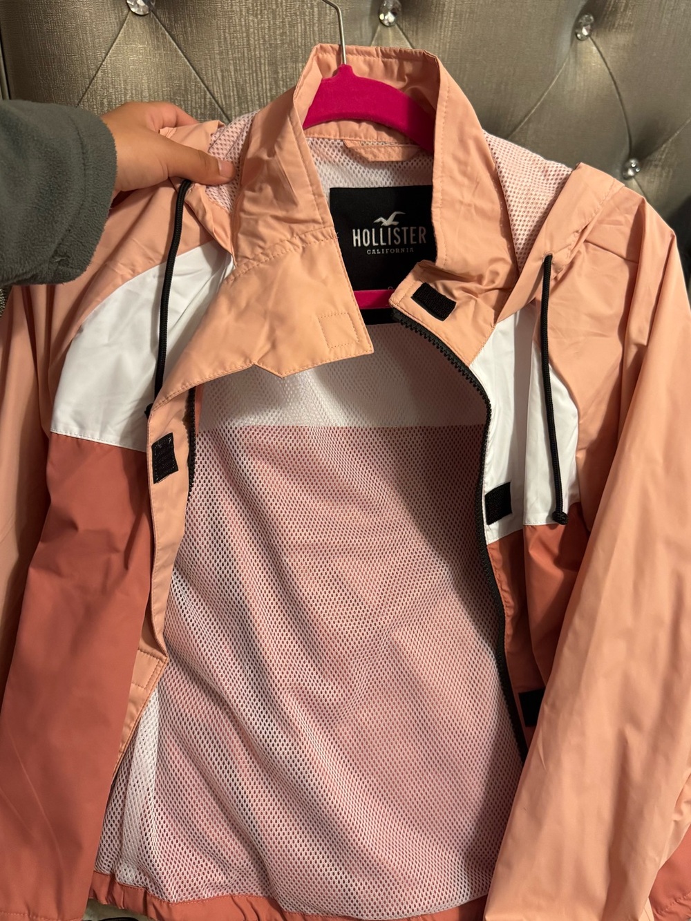 Hollister Women's Colorblock Peach Windbreaker Jacket